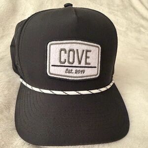 Cove Black Hat with White Patch and Rope Detail